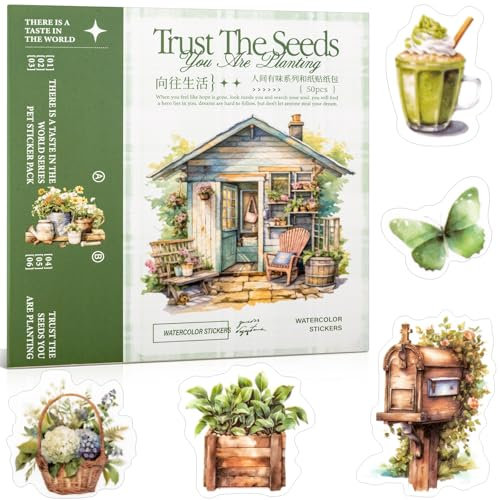 Beautiful Garden Theme Washi-Sticker Set für Scrapbooking & Junk Journal - 50 Bögen Vintage Journaling Sticker (TZ-005-005)