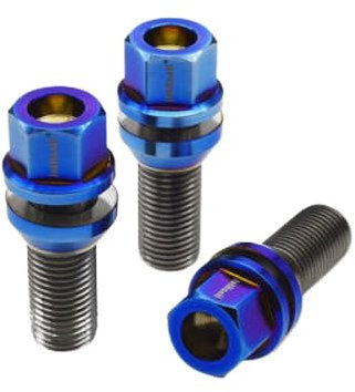 M14 x 1,25 x 28–45 mm Titan-Radschrauben mit kostenlosen Konusscheiben, kompatibel mit Felgen, 10 Stück und 20 Stück(Burnt)