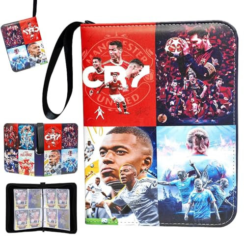 PLLYPE Fussball Sammelkarten Album, 4 Taschen, 50 Seiten, Kapazität für 400 Karten, Sammelalbum Fußball Karten, Fussball Karten Sammelalbum, kompatibel mit allen Arten von karten