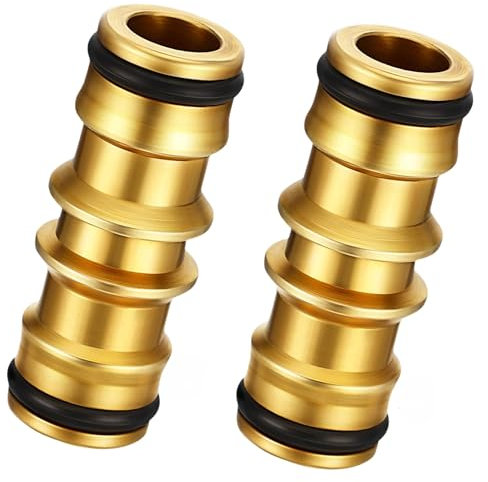 Messing Schlauchverbinder, Gartenschlauch Schlauchverlängerung Stecker, Gartenschlauch Verbinder,verwendet zum Anschluss von Schläuchen und Gartenbewässerung (2-teilig)