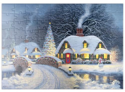 MyPuzzle Verschneites Weihnachtsdorf mit Hütten - Premium 100 Teile Puzzle - MyPuzzle Sonderkollektion von Puzzle Galaxy