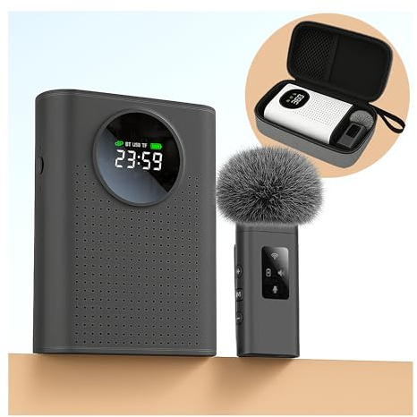 BSONE Voice Amplifier with Wireless Microphone for Teachers – Portable Bluetooth Clip-On PA System with Lapel Mic and Speaker for Classroom,Tour Guide, Meeting Presentation, Conference