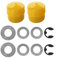 Kit de bujes de rueda delantera 9040H para cortacéspedes Craftsman incluye arandelas de empuje de cubo y clips E (amarillo)