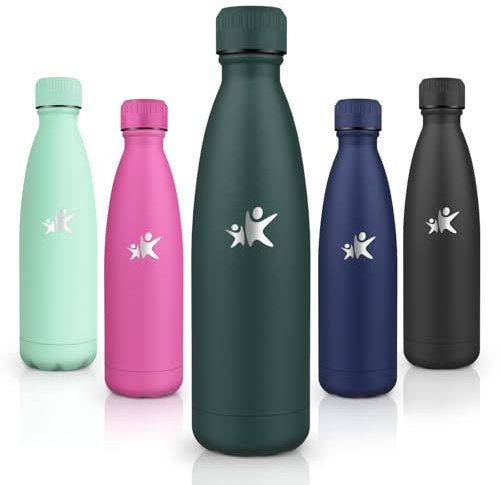 Motswedi Botella Termica, 500ml sin BPA, Botella Agua Acero Inoxidable, a Prueba de Fugas de Doble Pared, Botella Agua Niños, Mantiene Calor&Frío, Botella para Niños, Deporte, Gimnasio, Verde Militar