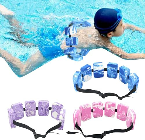 Schwimmgürtel, Eeinstellbare Schwimmhilfe mit 6 Blockelementen & Sicherheitsverschluss, Schwimmtrainer geeignet für 19-30 kg (Rosa)