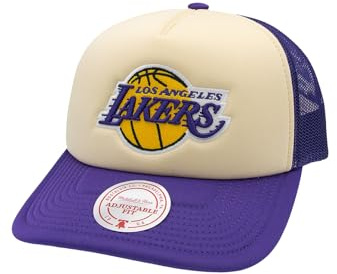 Mitchell & Ness Vintage Block Trucker Cap LA Lakers Cream Beige Lila, Size:OneSize