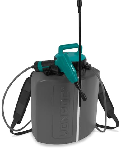 VONROC Spruzzatore a Pressione 10L – Batteria 4V Integrata – Ugello Regolabile, 2 Lance, Cinghie a Spalla, Tubo 1,5m – Ricarica USB-C – Per Giardino, Diserbo, Sanificazione
