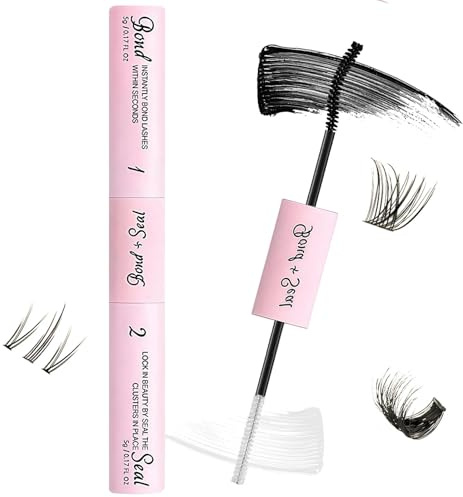 2-in-1 Bond and Seal Lash Glue, Strong Hold Cluster Lash Glue for DIY Eyelash Extensions & Individual Lashes, Eyelash Bond and Seal Formula for Sensitive Eyes