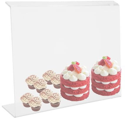 RUETERY Kuchenabdeckung Acryl Transparent, Tortenhaube für Theke und Vitrine, Hygieneschutz für Konditorei und Café, Stabile Kuchenglocke aus Klaracryl, Tortenaufsteller Baffle, 50x12x40 cm