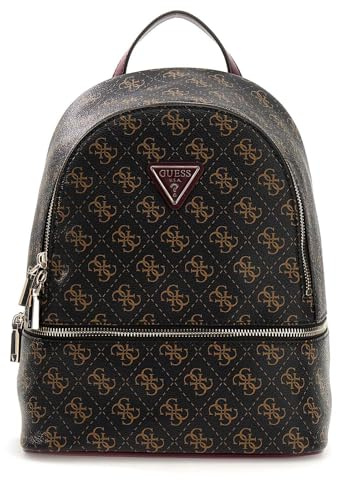 GUESS Rucksack Follie Travel Small Backpack Brown Logo dunkelbraun