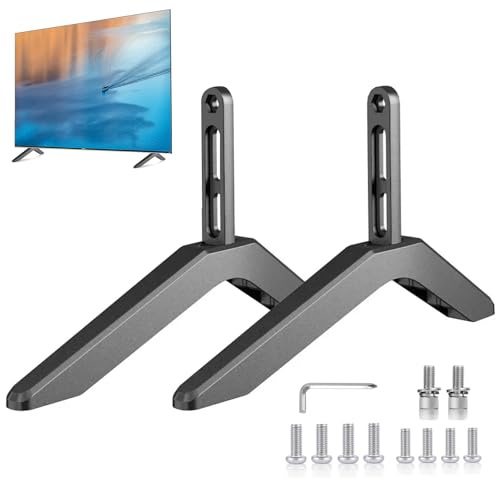 Piedi universali per TV, in lega di alluminio, per televisori da 32-65 pollici, con set di viti, per TV piatte curve, Smart TV, LCD, LED, al plasma, TV