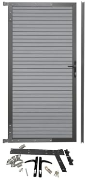 WPC Alu Zauntür Tür Gartentür Gartentor Rhombus Steingrau 90X183 cm