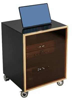 Armadietto per altoparlanti alto 60 cm, porta in vetro, console di selezione brani KTV, carrello per sala conferenze,Nero,A