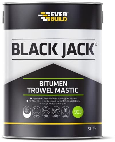 Everbuild Black Jack 903 Bitumen Trowel Mastic – Trowellable Bituminous Compound – Black – 1 Litre