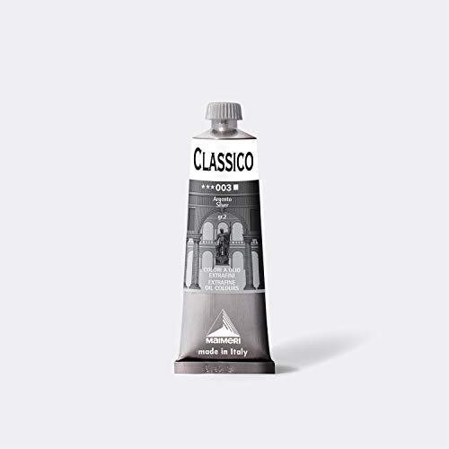 Maimeri CLASSICO 60 ml, Extra feine Künstlerölfarbe, Farbton Silber