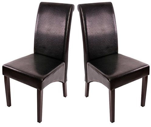 2er-Set Esszimmerstuhl Küchenstuhl Stuhl M37 - Leder, schwarz, dunkle Füße