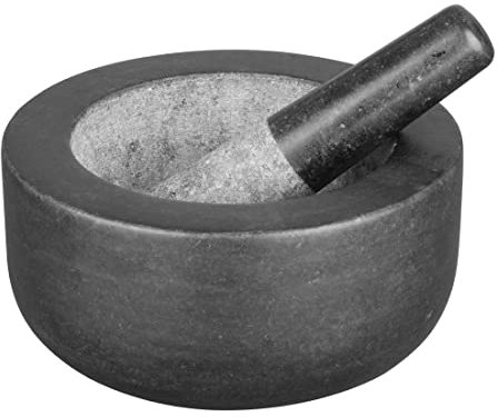 Vogue Pilon et mortier en granite, noir, 203 (Dia) mm, usage professionnel et domestique, GG016