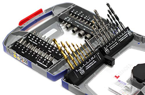 Tivoly 11901170045 Mallette de Mixte Forets et Embouts avec LED, Gris, Set de 54 Pièces