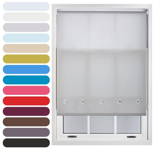 FURNISHED Daylight Roller Blind with Round Eyelets Trimmable, Grey, 210W x 165H cm