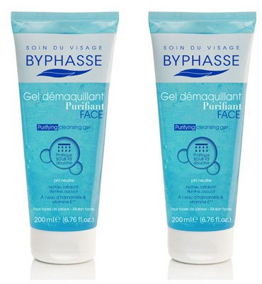 _ BYPHASSE | Gel Démaquillant Purifiant | Tous types de peaux | Visage | Eau d'Hamamélis | Nettoie & Purifie | Démaquille la peau en profondeur | Peau Nette & Fraîche | PH neutre | Lot de 2x200 ml