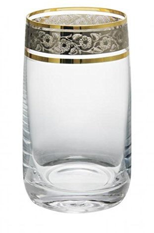 Bohemia Wassergläser, Whiskyglas Kristall Original, 6 er Set, Model Ideal Exclusive, Gold - Platin, Gravur (Longdrinks 6 x 230 ml)