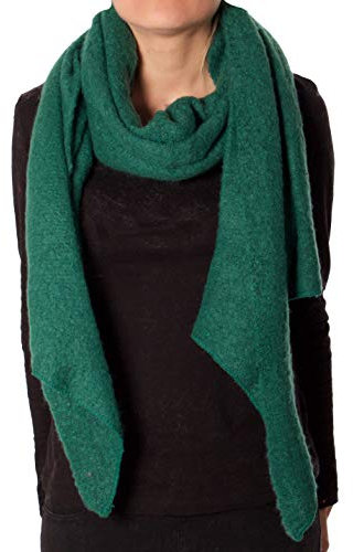 Eitex Damen offener kuscheliger Schal XXL Schal sanftes Material Viskose und Wolle Gemisch warm Stola (dunkelgrün)