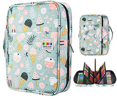 YOUSHARES Große Federmappe Federmäppchen fasst 220 Bleistifte oder 145 Gelschreiber für Mäppchen Aesthetic Etui, Schlampermäppchen Multilayer-Farbe Federtasche Federpenal Stiftemappe (Eiscreme)