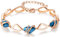 Leafael Collier à pendentif femme en Pierre de Souhait, collier femme argenté ou plaqué or rose avec cristaux de pierre de naissance, Sans allergie bijoux femme avec boîte cadeau