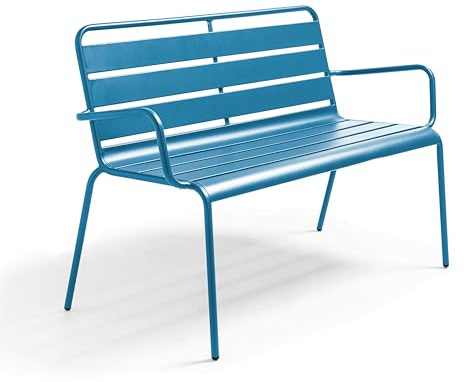 Oviala Palavas Gartenbank aus Metall, Pacific Blau