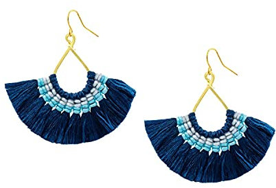 Orange Blue Fan Earrings