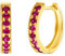 Solide 14 Karat 585 Gold Creolen Huggies Ohrringe mit Echt Natürlichem Roter Rubin 0.4 ct Schmuck Juli Geburtsstein Geschenk für Damen Mädchen - Durchmesser: 12.5 mm