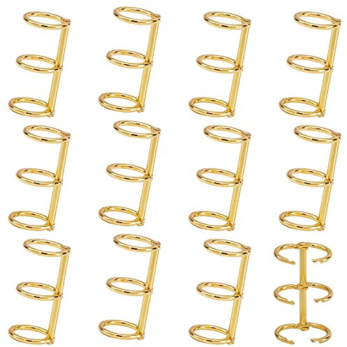 PandaHall 12 Stück 3 Ringbinder Clips, Gold Buchringe Metall Loseblatt Binder Ringe, Ring Snap Split Hingednotebook Ringschnalle Für Notebook Diary Photo Album Binding