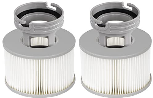 YanBan 2 Set Hot Tub Filters+ Screw-in Base Adaptor for MSpa Inflatable Pools, Enhanced Version Filter Cartridge Pump Fit for MSPA all Current Hot Tubs