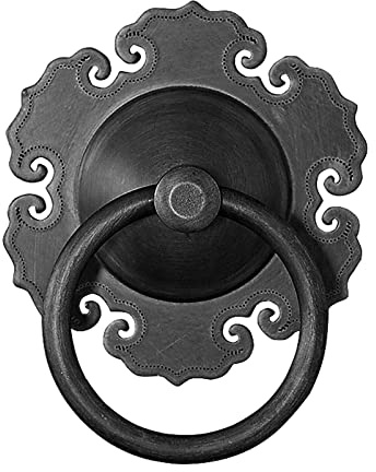Schwarzer Reiner Kupfer Türklopfer Chinesischer Stil Antiker Türgriff Retro Bronze Rostfreier Holzschrank Türring für Hof Haustür (Größe: Durchmesser 21cm Farbe: Schwarz) (Schwarz 8cm Durchmesser)
