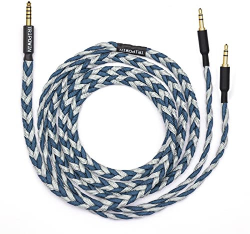 Linsoul Tripowin GranVia Cavo di Ricambio Audio ad Alta Purezza OFC Aggiornato per Cuffie,Lunghezza 2m,Doppia Spina da 3.5mm per HE4XX/HE-400i/HE400se/Goldplanar(Blu,4.4mm)