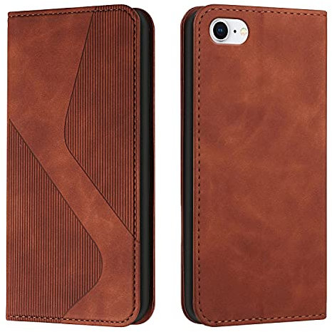 Mo-Somnus Kompatibel mit iPhone SE 2020/iPhone 8/iPhone 7 (4,7 Zoll) Hülle, Magnet PU Leder Flip Wallet Case Tasche Handyhülle, Stoßfeste Klappbar Brieftasche Klapphülle mit [Kartenfächer] (Braun)