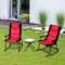 GIANTEX Schaukelstuhl Set klappbar, Balkonmöbel Set 3 teilig mit 1 Couchtisch & 2 Schaukelstühle, Bistro-Set Gartenliege Liegestuhl Outdoor, Balkon Set 2 Personen für Balkon Garten (Rot)