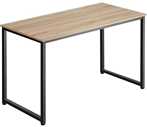 TecTake® Table de Bureau Design Industriel en Bois MDF & Acier Bureau Ergonomique 120x59x76,5cm Bureaux Informatique Bureaux Ordinateur Teletravail - Bois Clair Industriel Chêne