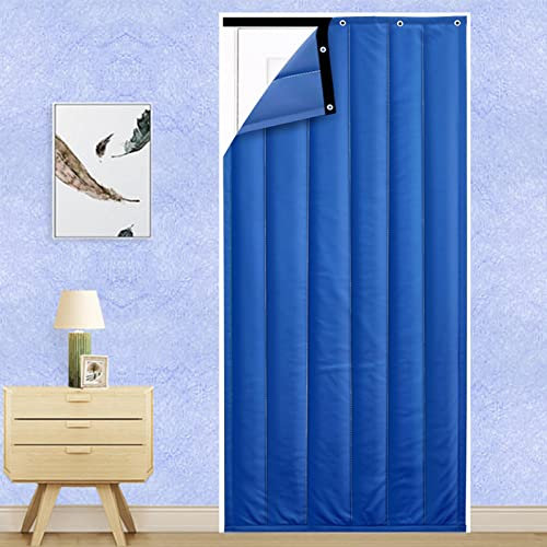 Thermovorhang Kälteschutz Haustür,Vorhänge Wärmeisolierend,Türvorhang Thermo vorhang Kälteschutzvorhang,Wärmeschutzvorhang Kälteschutzfolie Raumspartür,für Tür Innen Türen Haustür Fenster ( Color : Bl