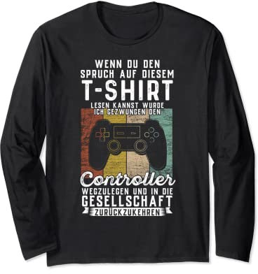 Zocken Tshirt Gaming Controller Zocker Lustig Herren RPG Langarmshirt