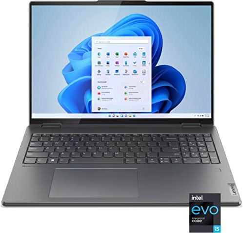 Lenovo 2022 Dernier Yoga 7i 16 Pouces 2.5K Touch 2 en 1 Ordinateur Portable Intel Evo Platform Core i5-1240P, Mémoire 8Go, SSD 1To, Clavier rétroéclairé, Empreinte Digitale, Windows 11, Gris Storm, W