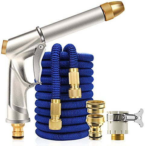 Erweiterbarer Gartenschlauch, langlebige Sprühdüse und Anschluss, Metall-Autowaschpistole, einziehbarer Wasserschlauch (Size : 150ft)