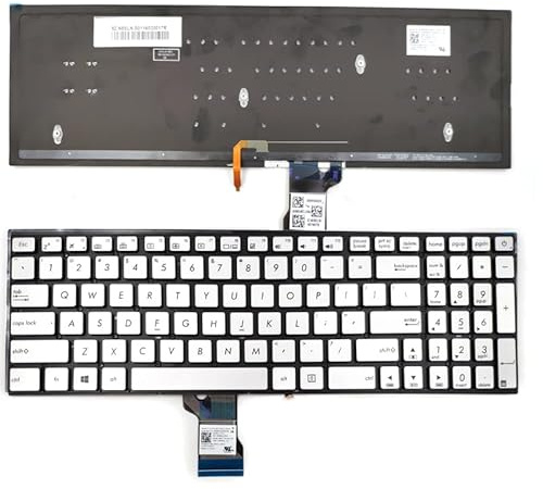 RobertDTesta Nuovo for ASUS ZenBook PRO UX501 UX501J UX501JW UX501V UX501VW Tastiera del Computer Portatile US Argento con Retroilluminazione Senza Cornice