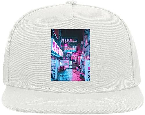 Neon Midnight Seoul Street Cappellino in Misto Cotone con Visiera Piatta Snapback Bianca