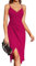 Laughido Robe de Cocktail pour Femme, Robe de soirée, Robe midi, élégante, Festive, Moulante, Mariage, sans Manches, Bretelles Spaghetti, Rose, M