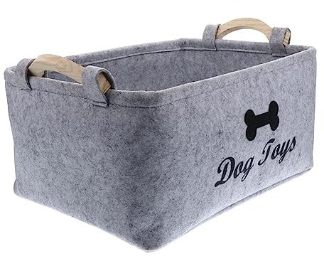 ABOOFAN Pet Toy Basket with Handle: Dog Toys Storage Basket Bin Large Capacity Pet Toy Box Organizer Container for Pet Dog Puppy Cat Toys