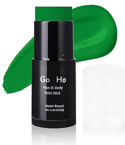 Go Ho Water Based Dark Green Face Paint Stick Washable (1.06 Oz),Cream Body Paint,St Patricks Day Accessories,Full-coverage Face Paint Makeup Stick for Adults Children Theater Halloween SFX Cosplay