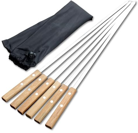 Bafnsiji Spiedini Barbecue Barbecue Piatti, Spiedini Kebab Piatti in Acciaio Inox, Spiedini Professionali in Acciaio Barbecue, Bastoni Metallici riutilizzabili per Barbecue, 6pcs,60cm