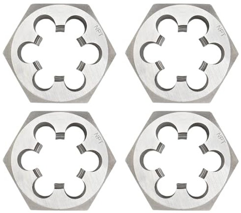 4 x runde Schneideisen für Rechtsgewinde, Karbonstahl, manuelles Rohrgewinde-Set, Sechskant-Rohr-Schneideisen (1/4, 3/8, 1/2, 3/4)