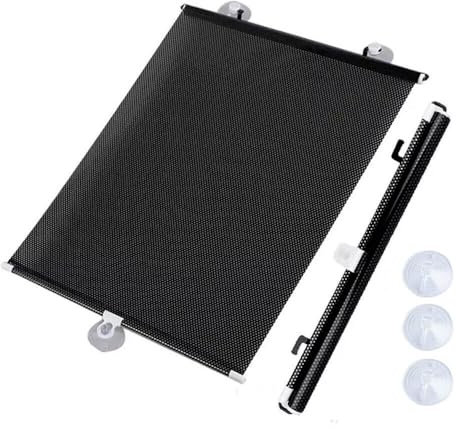 Suction cup roller blinds no drilling,Blackout curtains,automatic retractable roller shades,temporary privacy blinds for doors and windows,bedrooms and balconies (Black, 58x125cm/23x49in)